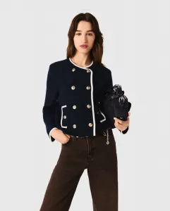 Женская структурированная вязаная куртка Maje, темно-синий