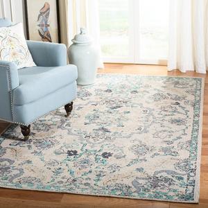 Ковер SAFAVIEH, 122 x 183 см, Classic Vintage Collection, серый и бирюзовый, винтажный восточный дизайн, не линяет, прост в уходе, идеален для помещений с высокой проходимостью: прихожая, гостиная, спальня (CLV102F)