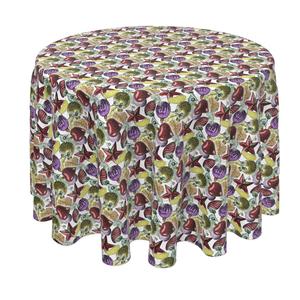 Круглая скатерть, 100% полиэстер, круглая 70 дюймов, красивые эскизы рождественских украшений