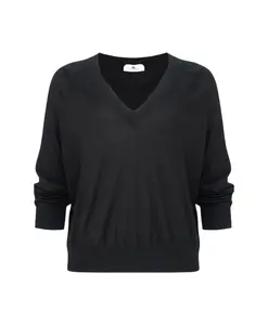 Шерстяной свитер с логотипом Elisabetta Franchi, черный