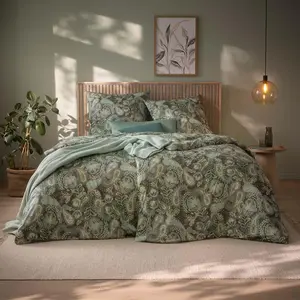 Постельное белье из джерси Mako 155x220 Elisabeth оливково-зеленый пейсли 6392-540 Estella
