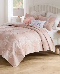 Комплект из 3 предметов: покрывало Mariposa Dahlia Matelasse, размер Full/Queen Greenland Home Fashions, розовый