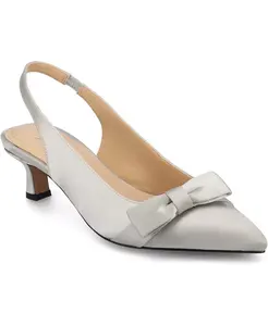 Женские туфли-лодочки Paloma Bow на каблуке-рюмочке с открытой пяткой Journee Collection, серебряный