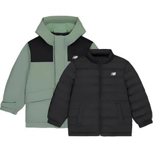 Детская пуховая куртка New Balance, черно-зеленая