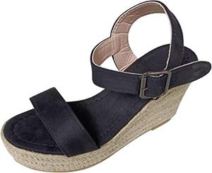 Женские летние сандалии Ladmiple 2023 года, удобные на платформе с ремешком на щиколотке, без застежки, на танкетке с открытым носком, нарядные на высоком каблуке, Rt-Black