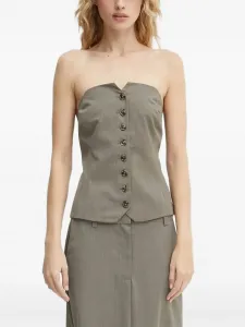 Топ без бретелек с застежкой на пуговицы спереди SAMSOE SAMSOE, зеленый