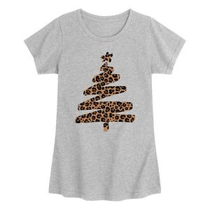 Футболка с принтом в виде новогодней елки в леопардовом принте для девочек 7-16 лет Licensed Character, Heather Gray