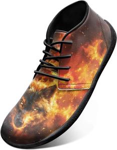 Кроссовки для трейлраннинга с животным принтом для мужчин, широкая носочная часть, ботинки с тигровым дизайном, минималистичные кроссовки Chririnla, Fire Wolf Pattern