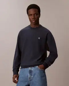 Мужская толстовка с логотипом Calvin Klein Jeans, темно-синий