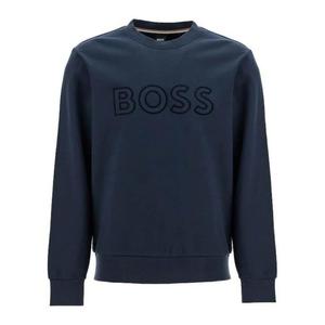 Мужская толстовка Hugo Boss Soleri 60 с круглым вырезом и тональным логотипом, синяя