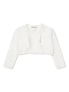 Укороченный стеганый жакет с оборками Sarah Louise, белый