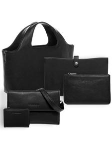 Шоппер FEYNSINN Leder-Add On Handtasche echt Leder Henkel groß Laptop-Hülle schwarz, черный