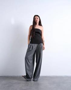 Удлиненный топ-бандо Topshop с отворотом, черного цвета