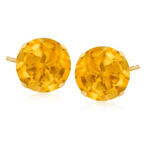 Серьги-гвоздики Ross-Simons с цитрином из 14-каратного желтого золота Ross-Simons, желтый