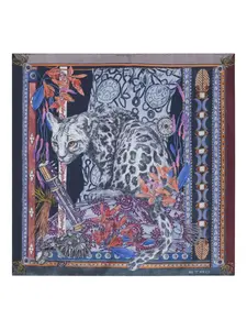 Шелковый платок-паше с леопардовым принтом Etro, синий