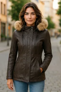 Женская синяя стеганая кожаная парка Winton Infinity Leather