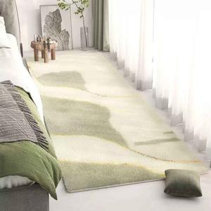 AOVOC Ковер 140x200 см для гостиной/спальни, зеленый, из овечьей шерсти, в стиле ваби-саби