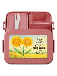 Mr. & Mrs. Panda Ланчбокс с изображением подсолнуха и надписью пастельно-красного цвета