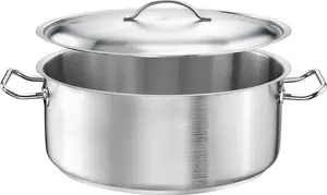 Кастрюля TOMGAST Low Pot 20 см PRO с крышкой - Высококачественная кастрюля для рагу, соусов и гарниров Tomgast