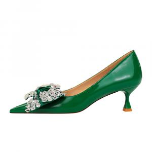 QITUMAUL Женские туфли на высоком каблуке зелёные [высота каблука 5,5 см], цвет Green[Heel Height 5.5cm]