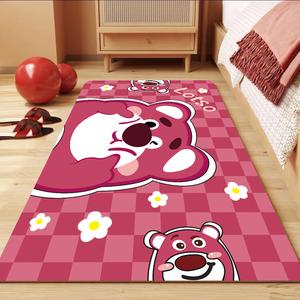 Budis Ковер 80х120 см для спальни/гостиной, утолщенный, звукоизолирующий, с рисунком Strawberry Bear-05