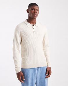 Рубашка-поло серого цвета в рубчик Jack & Jones