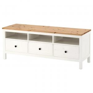Тумба под телевизор HEMNES IKEA, 148x47x57 см, цвет white stain/light brown