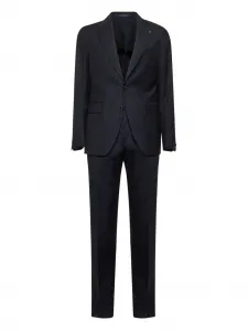 Костюм в тонкую полоску с лацканами-шалями Tagliatore, синий