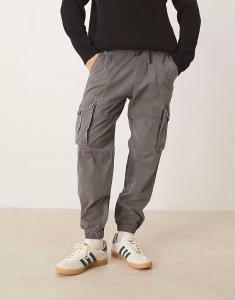 Брюки-карго из хлопка с манжетами серого цвета Abercrombie & Fitch