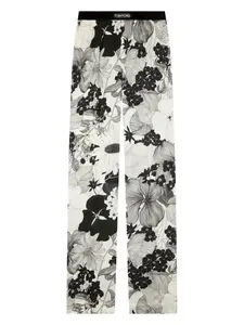 Брюки с цветочным принтом и логотипом TOM FORD, нейтральный