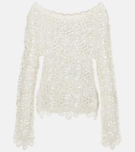 Топ с кружевом и цветочным принтом реглан Norma Kamali, кремовый