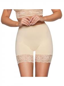 Alkato Женские длинные брюки с кружевом и отделкой по низу, бежевого цвета