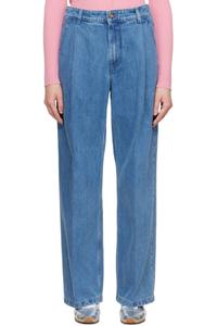 Синие плиссированные джинсы Maison Kitsuné