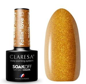 Claresa Hybrid UV/LED лак для ногтей с гибридными блестками Gold Fallin' Love 13 Puderek