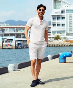 Рубашка-поло с коротким рукавом из жатой ткани с проволочным воротником и кроем Jiggys Shop Select, цвет White X Gray