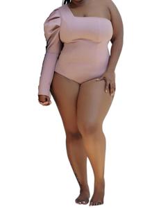 Плюс размер одно плечо боди в розовом Adriana Contreras