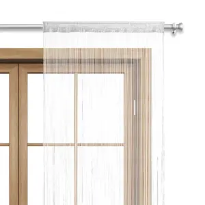 Штора-нитка WOMETO 90 x 245 см, белая, с карманом на штанге, укорачиваемая, моющаяся, однотонная, доступна во многих ярких цветах. wometo