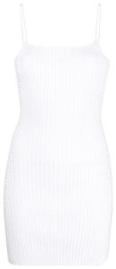 Мини-платье Alexander Wang с прозрачными кристаллами и ребристой отделкой, белое