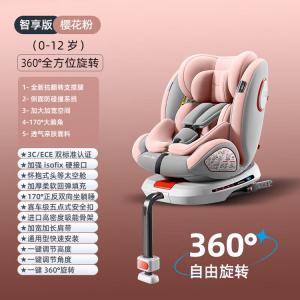 Детское автокресло с 360-градусным вращением для младенцев и малышей, откидывающееся для детей от 0 до 12 лет, Smart Enjoyment Edition Pink [противоопрокидывающаяся ножная опора + 360-градусное вращение] Recaro