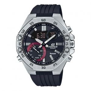 Часы CASIO EDIFICE Waterproof Sports Sapphire Crystal Quartz Solar Powered Mens SilverBlack Analog/Digital Combo, черный