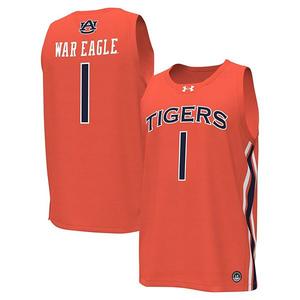 Мужская баскетбольная форма #1 orange auburn tigers replica Under Armour