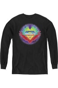 Футболка с длинным рукавом "Superman Don't Stop Believing" для молодежи Gildan, черный