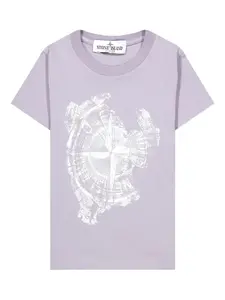 Футболка с принтом Stone Island Junior, фиолетовый
