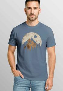 Футболка Neverless BERGE WANDERN OUTDOOR GRAFIK NATURMOTIV FRONT SOMMER, Denim Blue/Blue Denim