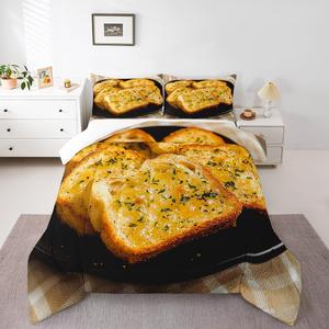 Erosebridal Комплект постельного белья Garlic Bread с принтом тостов в юмористичном стиле для детей и взрослых, Toast 01