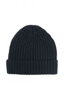 Шерстяная кашемировая шапка в рубчик Malo, синий