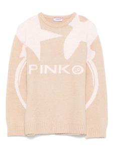 Свитер Pinko Kids, вязанный интарсией, коричневый