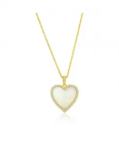 Ожерелье из стерлингового серебра с сердцем-шваброй и фианитами по краю, позолоченное Caribbean Treasures, gold