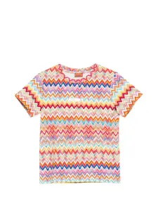 Футболка с короткими рукавами и зигзагообразным узором Missoni Kids, белый