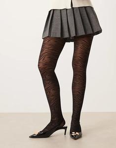 Колготки с рисунком зебры ASOS DESIGN черного цвета